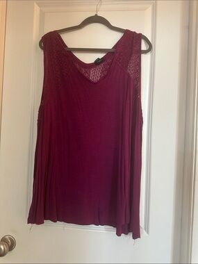 Rue21 Crochet Shoulder Yoke Tank Top - Burgundy